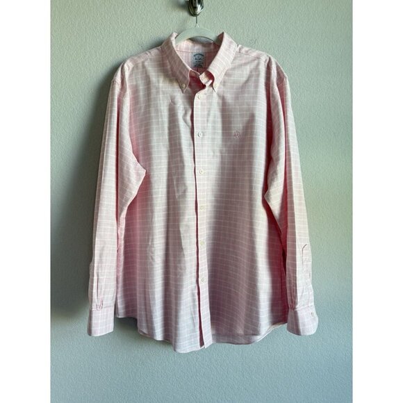 Brooks Brothers Mens Regent Pink Button Long Sleeve Shirt Non Iron Polo Shirt XL - Picture 11 of 16